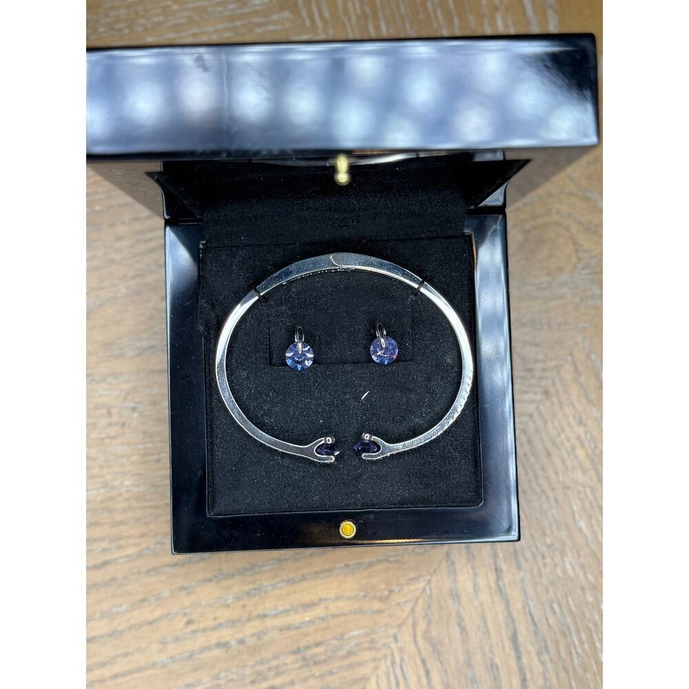 Givenchy Crystal Bracelet & Earrings Set Blue Rhinestone Jewelry Gift Box